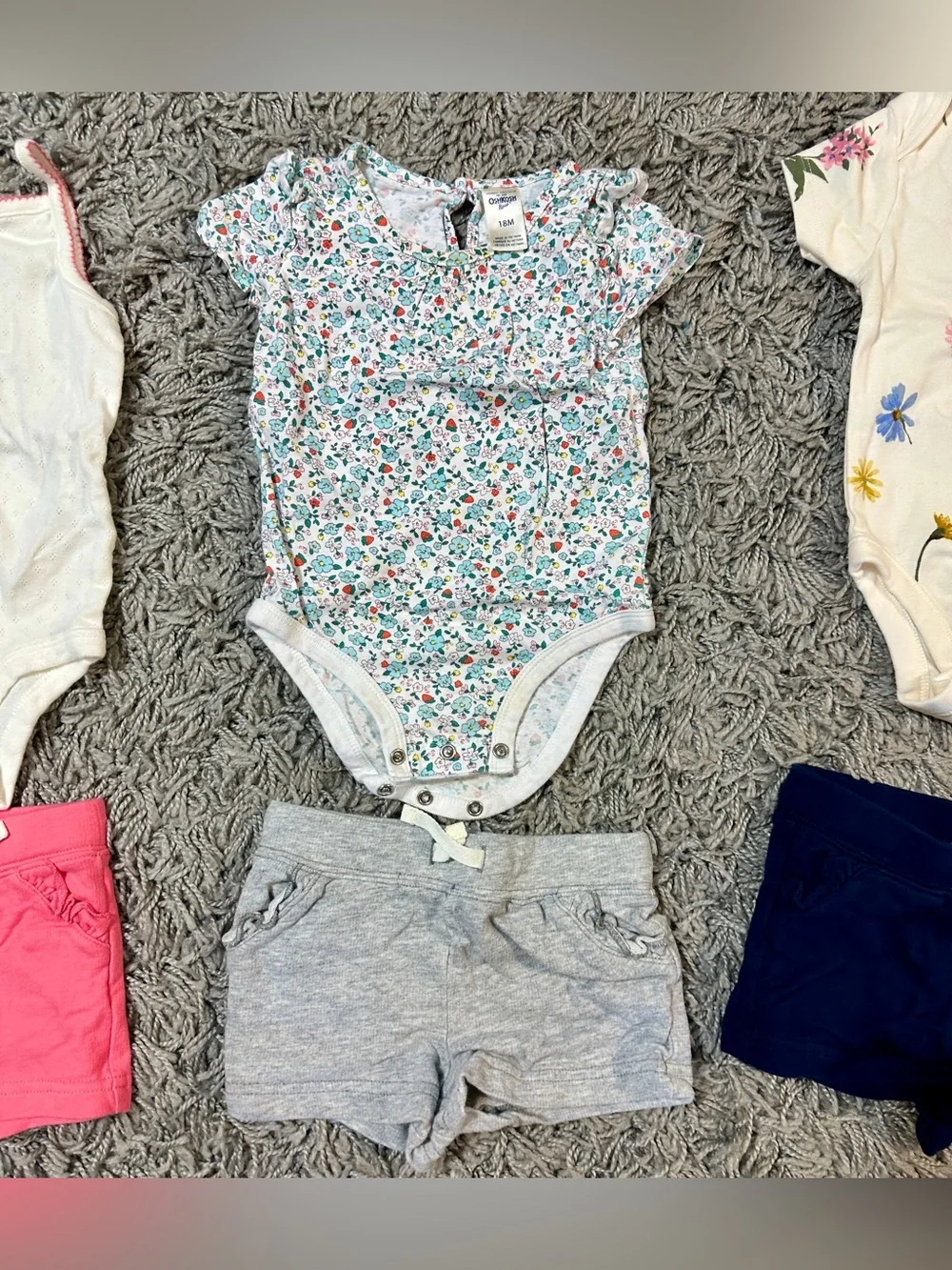 Carter's White Short Sleeve Baby Bodysuit with Pink Trim